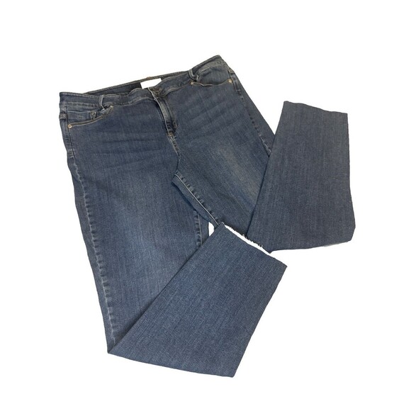 J. Jill Denim Women’s Weekender Straight Leg Stretch Blue Jeans Frayed Hem  16 - Picture 1 of 11
